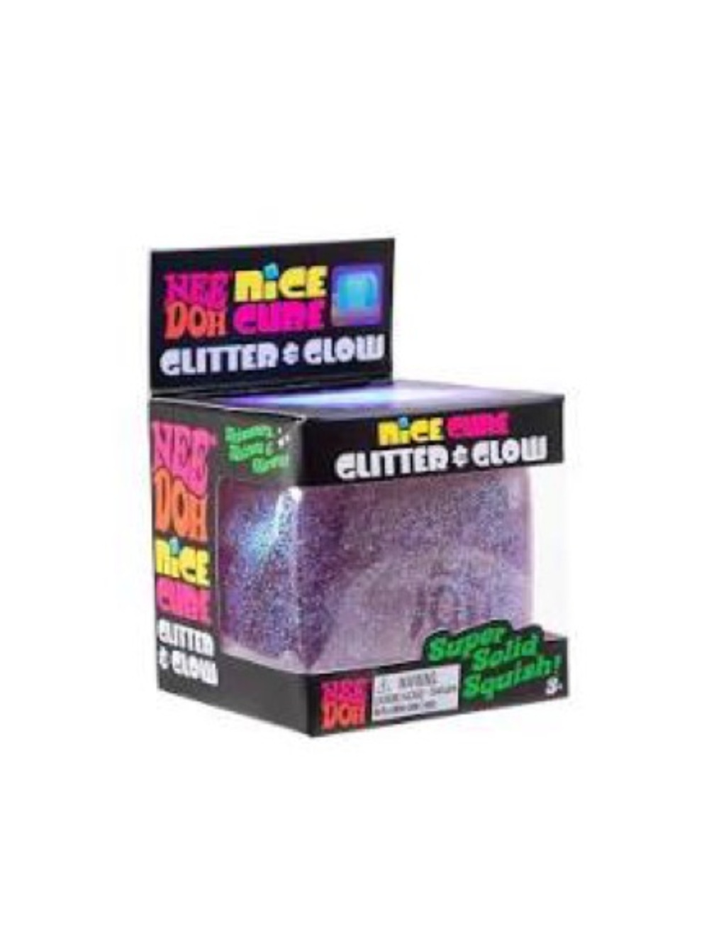 💜 VIRAL NeeDoh Nice Cube Glitter & Glow PURPLE Squishy NIB Schylling RARE